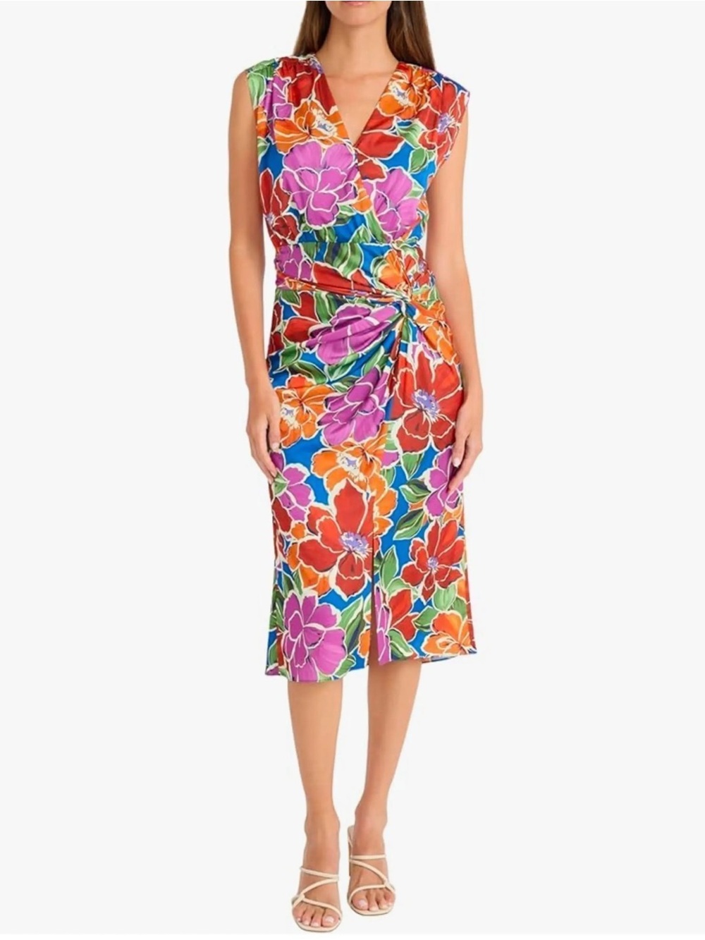 Maggy London Blue Chili Floral Twist Dress Size 8